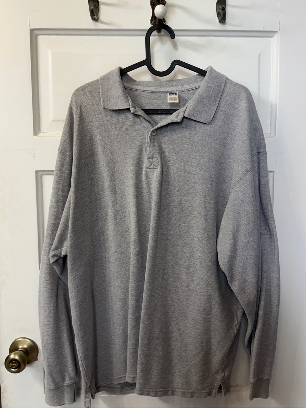 GAP Factory Gray Long Sleeve Polo Shirt 100% Cotton Men’s XL